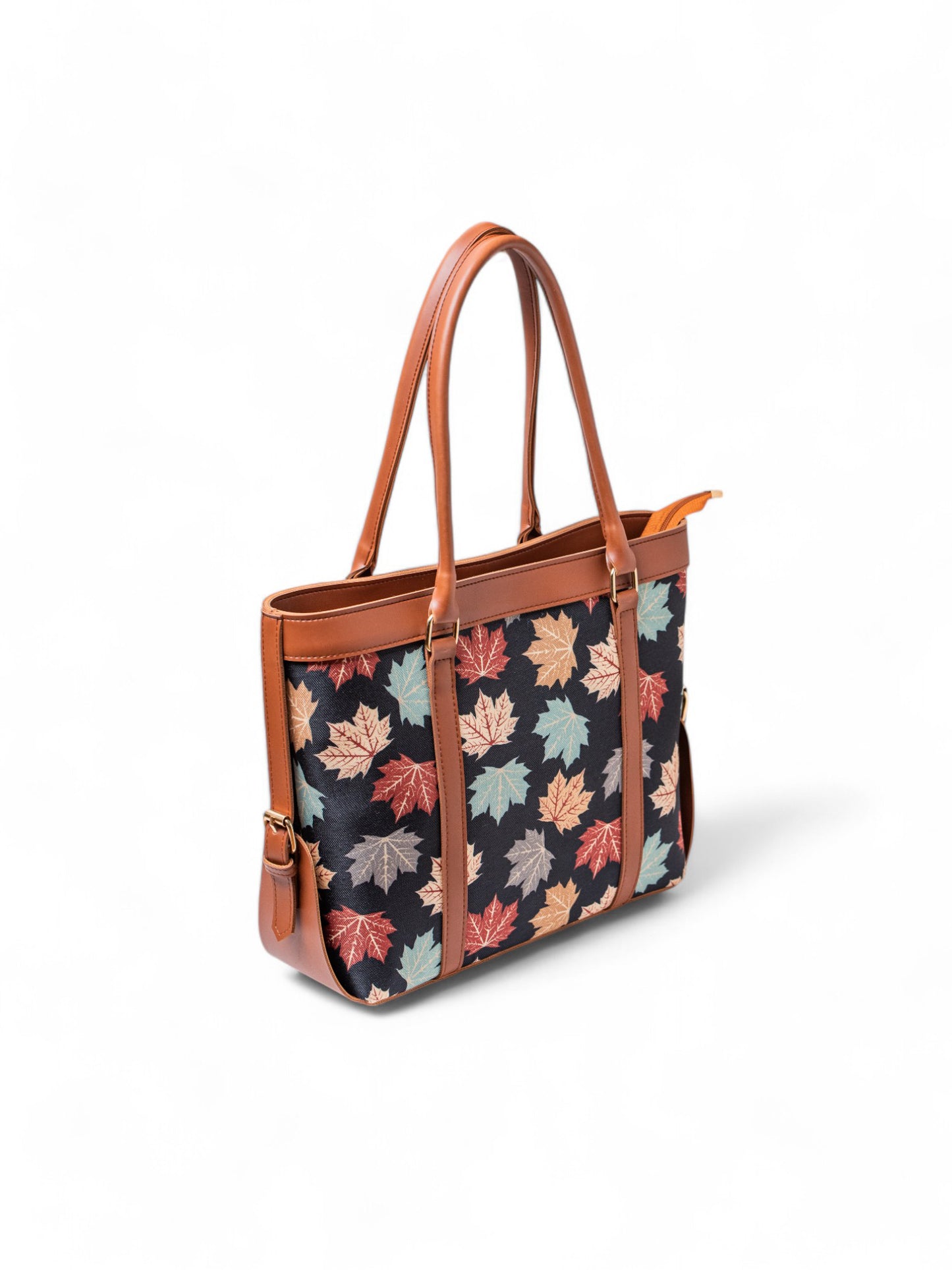Canberra-brown-tote-bag-Autumn-leave-canvas-02-1005-hbh