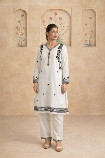 Embroidered White Kurti