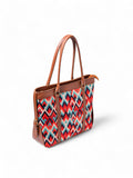 brown tote bag multi color canvas - hbh