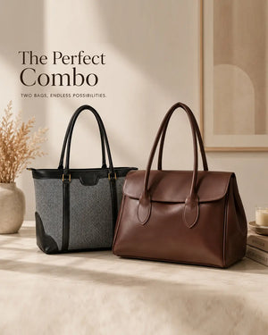 The Work & Weekend Duo – Black Miraas Tote & Brown Corporate Tote Combo