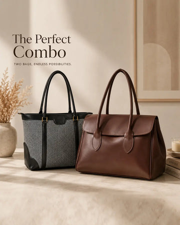 The Work & Weekend Duo – Black Miraas Tote & Brown Corporate Tote Combo
