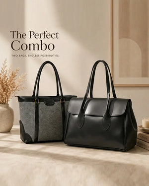 The Work & Weekend Duo – Black Miraas Tote & Corporate Tote Combo