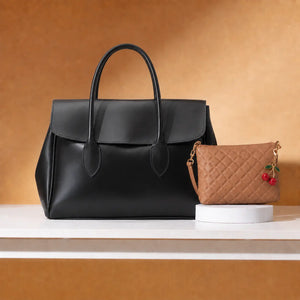 The Classic Contrast Duo - Corporate Tote & Mini Quilted Crossbody Combo