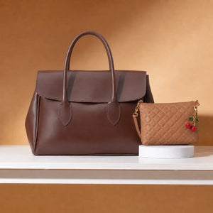 The Espresso Duo - Corporate Tote & Mini Quilted Crossbody Combo