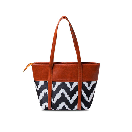 Dazzle Brown Tote Bag Zigzag 1 hbh