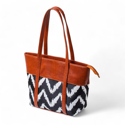 Dazzle Brown Tote Bag Zigzag 2 hbh