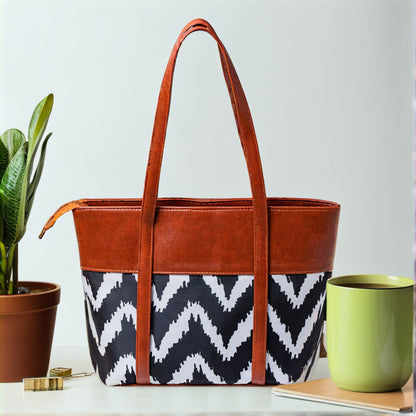 Dazzle Brown Tote Bag Zigzag 3 hbh
