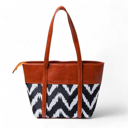 Dazzle Brown Tote Bag Zigzag 4 hbh