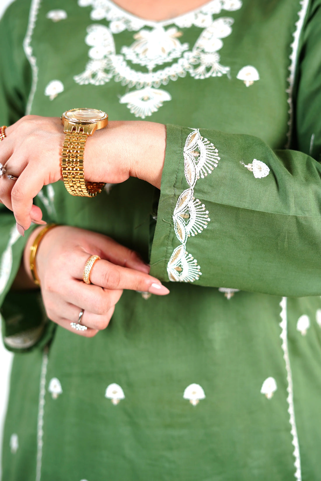 Embroidered Green Kurti