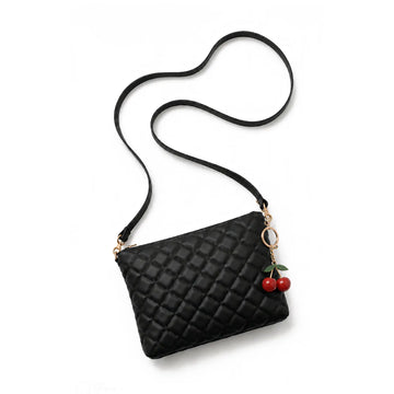 Mini Quilted Crossbody Bag - Black