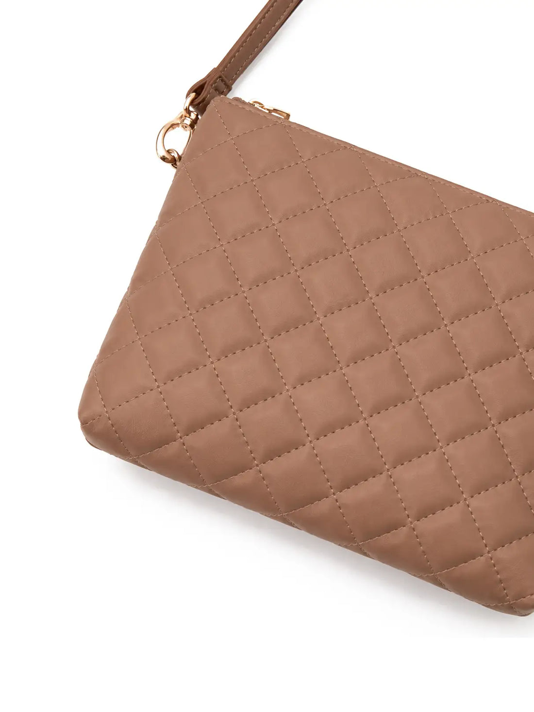 Mini Quilted Crossbody Bag - Brown