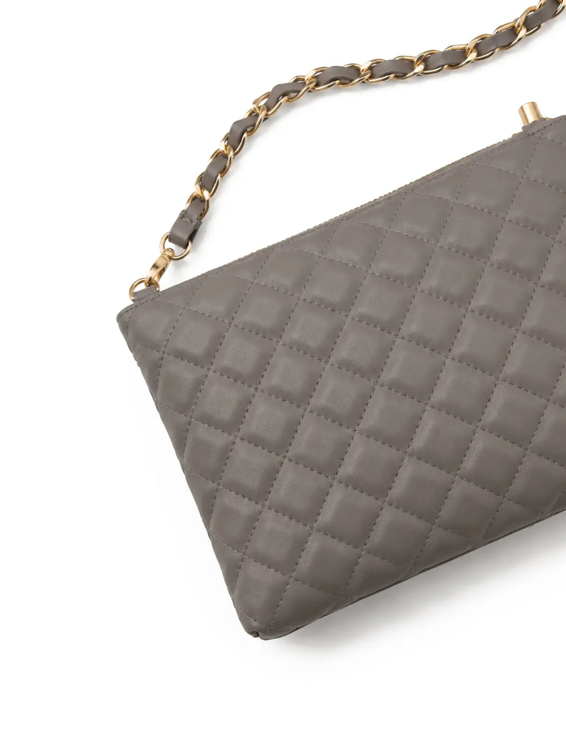 Mini Quilted Crossbody Bag - Grey