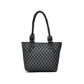 Black checkered leather tote bag for women – stylish handbag