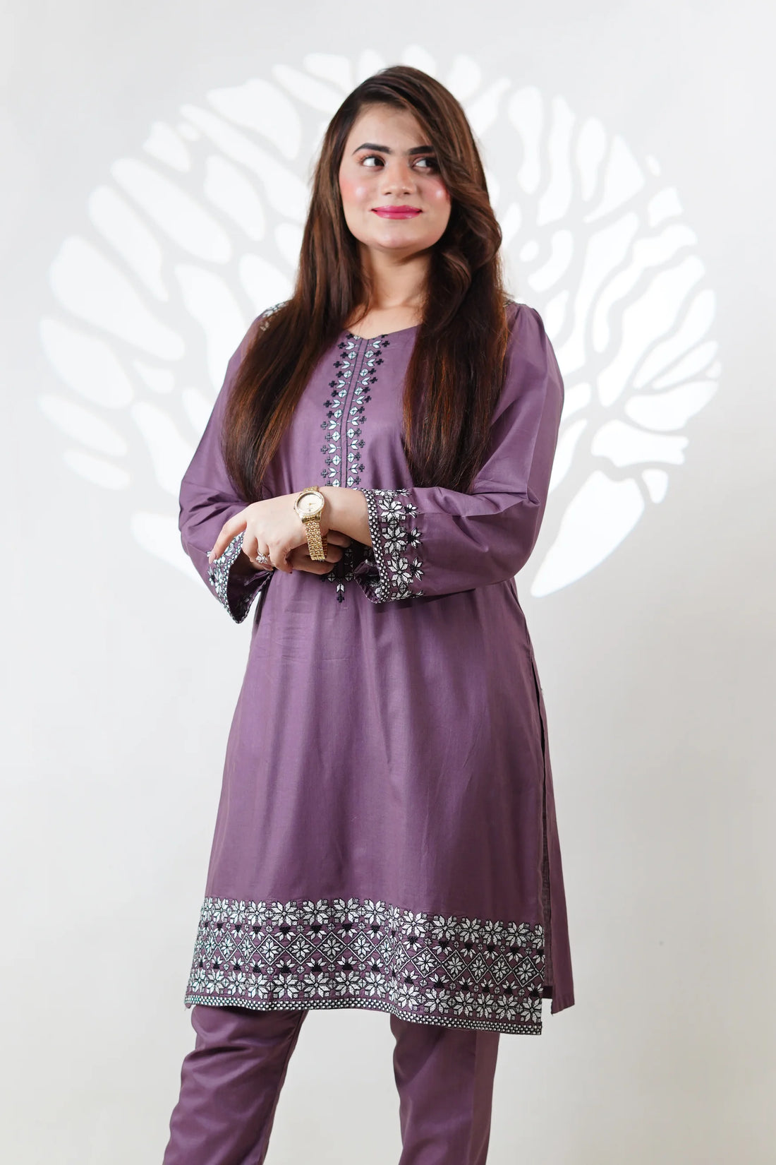 Embroidered Purple Kurti