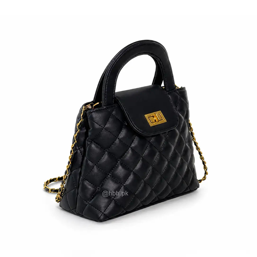 Classic Quilted Duo – Black Crossbody & Peach Tote Combo