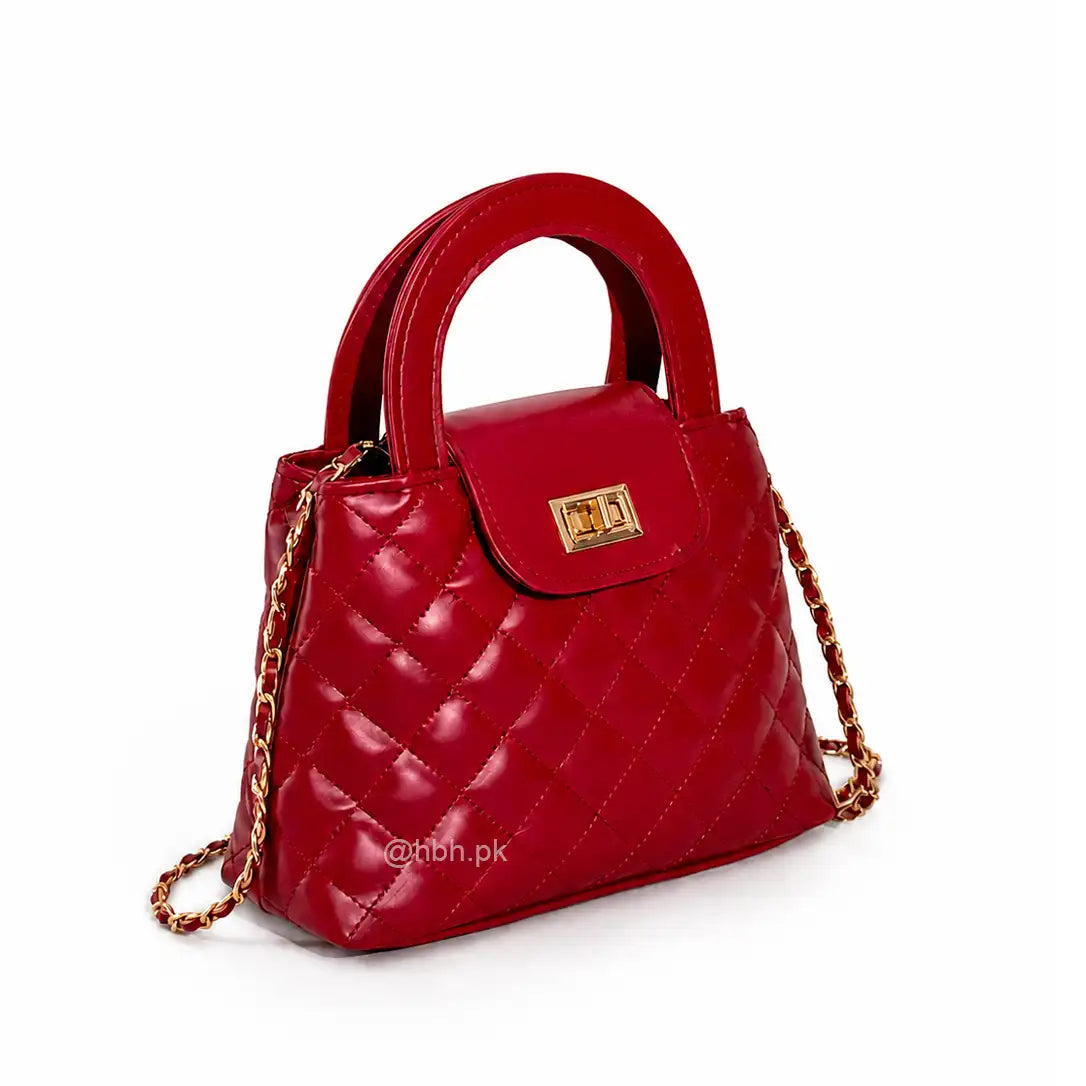 Classic Quilted Duo – Red Crossbody & Peach Tote Combo