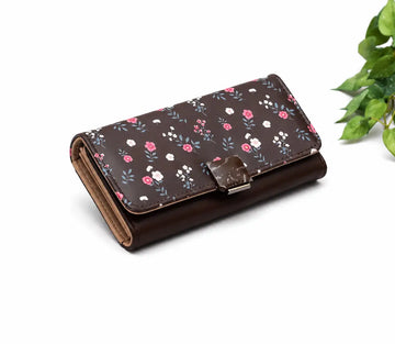 Floral Printed Wallets - Brown