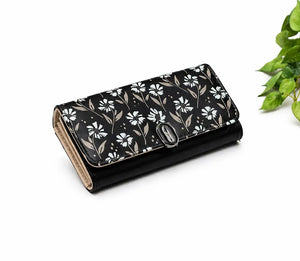 Floral Printed Wallets - Black